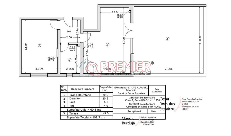 Popesti Leordeni, apartament 2 camere, terasa 49 mp.